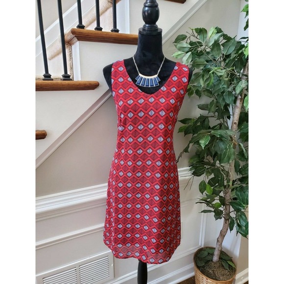 Luxology Women's Red Polyester V-Neck Sleeveless Mini Length Dress Size Medium - Picture 1 of 11